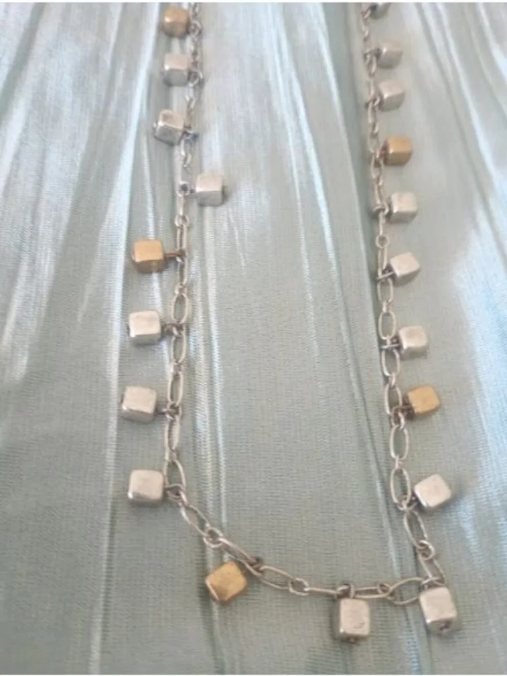 2 Coldwater Creek Silver & Goldtone Necklaces With Gold Colored Beads & Tassle - Picture 9 of 13